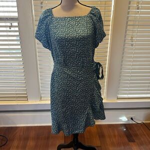 SAMPEEL Womens Summer Dresses Square Neck Puff Sleeve Tie Waist Short Dress